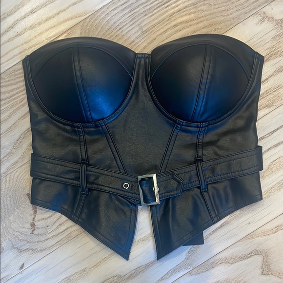 Black Faux Leather Bustier Top fashion nova small new with tags - Picture 1 of 4